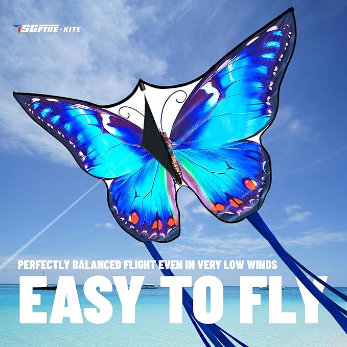 SGftre Beautiful Butterfly Kites for Boys and Girls,Large Easy to Flyer with String and Handle,Beach Kite for Family Outdoor Activities(Moonlight Butterfly)