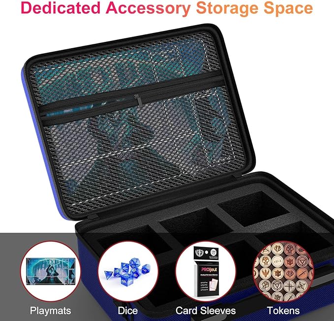 Proijeut Card Deck Box with Portable Case, 6 Pack Clear Commander Deck Box with 6 Dividers, Holds 600+ Double Sleeved Cards, Fit for MTG, YuGiOh, TCG (Blue)