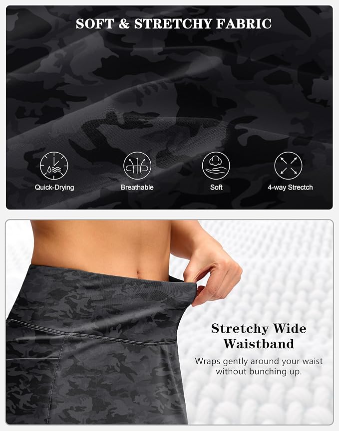 Women's Golf Skirts Skort 4 Side Pockets High Waisted Stretchy Tennis Skirt | Silky Soft, Lightweight, Breathable, Built-in Mesh Shorts, High Waisted, Elastic waistband, Moisture-Wicking, Athletic