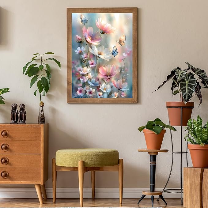 Puzzles for Adults 500 Pieces, Flowers Jigsaw Puzzles - Butterfly Blossoms, Impossible Flowers Butterfly Puzzle for Seniors Families, 20.47x14.96 Inches, 1:1 Poster, Letter On The Back