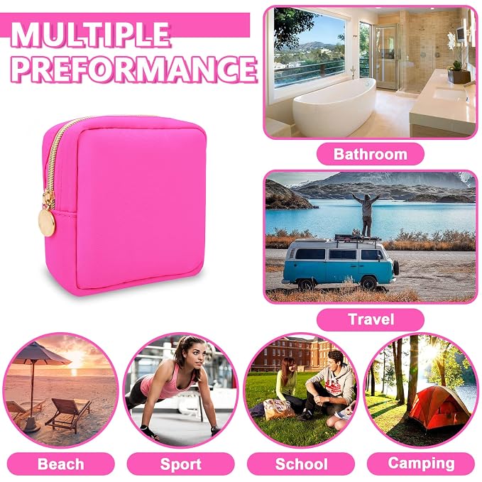 UIXIZQ 6 Pcs Waterproof Mini Makeup Bag Pouch for Purse,Small Cosmetic Travel Bag Pouch Nylon Toiletry Organizers Bag for Women Girls,Cute Mini Zipper Preppy Coin Purse for School Work Camping Travel