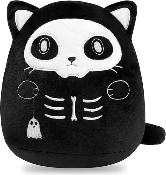 Halloween Stuffed Animal Plush Toy - 8 Inch Ghost Skull Black Cat Plush Pillow Soft, Cute Spooky Stuff Animals Plushies Gift for Kids Girls Boys, Nightmare Before Christmas Plush Party Decorations