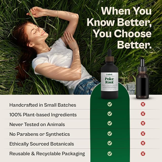 Organic Poke Root & Castor Oil Drops | Herbal Lymphatic for Swollen Lymph Nodes, Joint Support, Circulation & Fluid Balance | Natural Deep Tissue Relief | 50ml (1.69 fl oz)