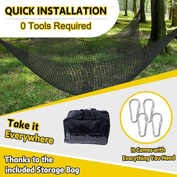 Climbing Net for Kids - 14.8FT x 9.9FT Double Layers Heavy Duty Playground Safety Net, Climbing Cargo Net for Tree House Tree Fort, Back Yard, Jungle Gyms, Monkey Bar Security Mesh（Black）