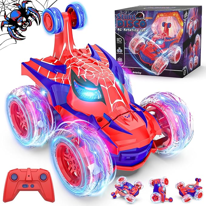 Remote Control Car Stunt RC Cars 360° Rotating with 2.4GHz Rechargeable Wheel Lights Toys Car Gift for Boys 3 4 5 6 7 8 9 10 11 12 (Red)