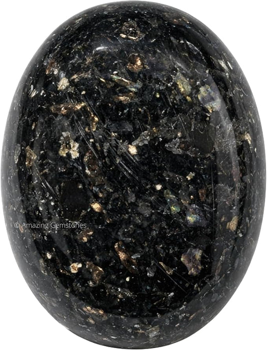 Amazing Gemstone Nuummite Crystals and Healing Stones - Large Palm Stone Crystals Piedra - Crystal for Good Luck, Balanced Positive Energy, Meditation - Unique Stocking Stuffers, Gifts for Women
