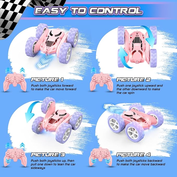 cosone RC Stunt Car Remote Control Cars with Lights Double-Sided Driving Indoor Outdoor Toys Gifts Presents for 6 7 8 9 10 11 12 Year Old Kids Boys Girls