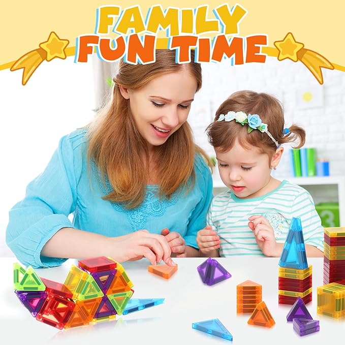 Magnetic Tiles, Travel Mini Magnetic Tiles, STEM Building Blocks Sets, Construction Travel Set Toys for Boys Girls Kids Toddlers Ages 3 4 5 6 7 8 9+ Year Old