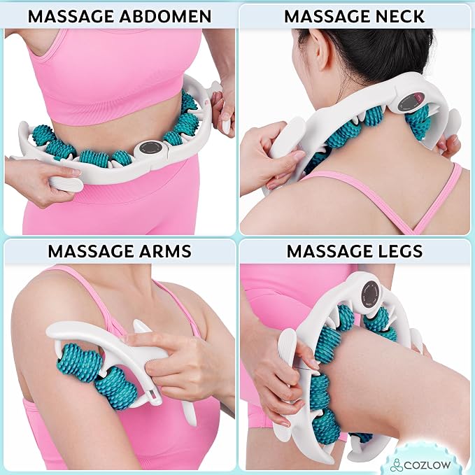 COZLOW Cellulite Massage Roller - Green - Anti-Cellulite Massager with Detachable Roller Handles for Thighs, Legs & Buttocks - Fascia Massage Tool for Lymphatic Drainage & Deep Tissue Therapy