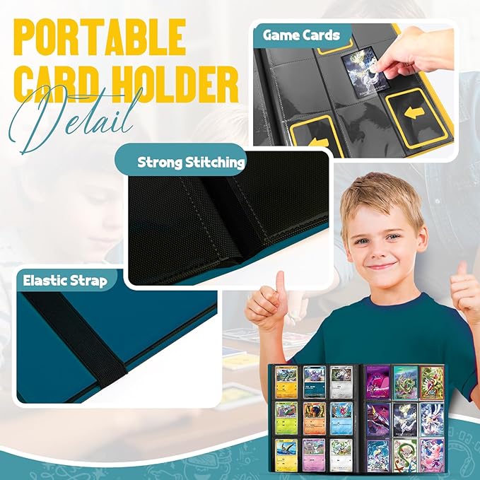 Card Binder 9-Pockets, Trading Card Binder, 20 Pages, 360 Card Capacity Collection Binder, Card Folder for MTG, TCG, Game Cards & Sports Cards (Malachite Blue)