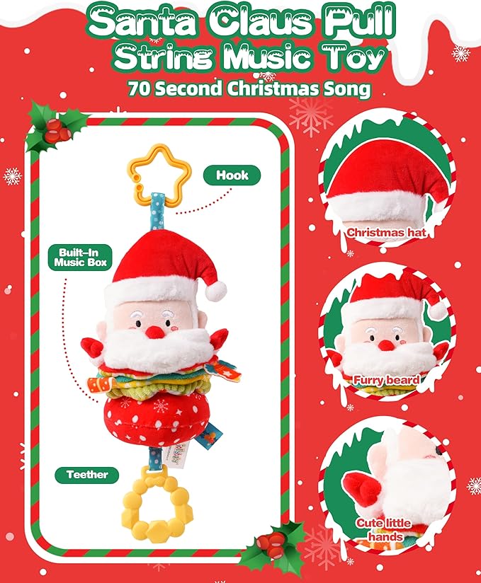 Jollybaby My Baby First Christmas Musical Hanging Toys for Toddler 0-6-12-36 Months, Car Seat Stroller Crib Toy, Christmas Stocking/Socks Stuffers Gifts for Tummy Time Infants/Newborns Boy and Girl