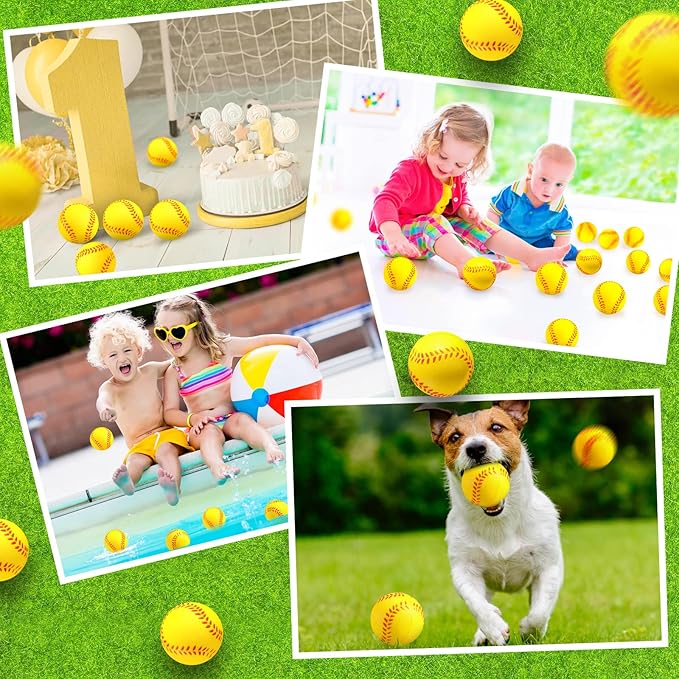 HyDren Mini Softball Stress Ball Bulk Foam Yellow Baseball Squeeze Balls Sport Toy with Storage Bag Party Favors for Anxiety Relief School Carnival Reward Christmas Stocking Fillers(6cm,50 Pack)