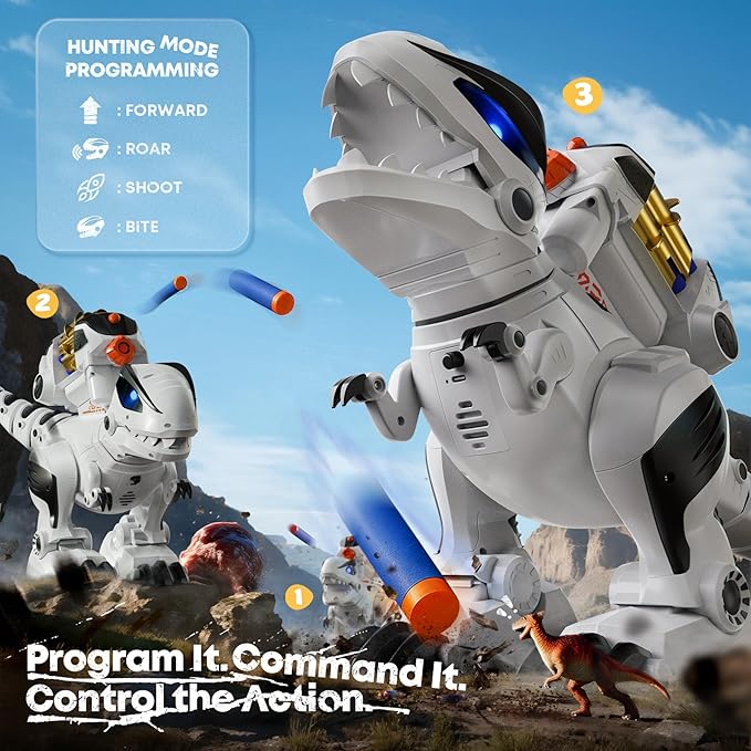 Ruko 8809 Remote Control Robot Dinosaur Toys for Kids, Large Rechargeable Jurassic Toys, STEM Programmable Interactive with Sound Effects, Birthday Gifts for Boys & Girls Age 3 4 5 6 7 8