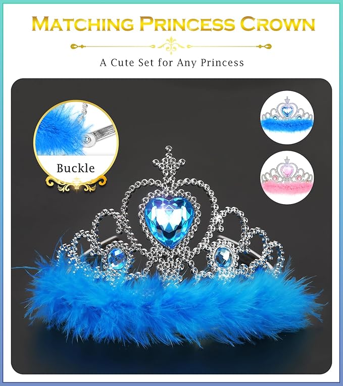 Kids Princess Dress Up Clothes for Little Girls, Pretend Play & Dress Up Costume Set for 3-6 Toddler Little Girls