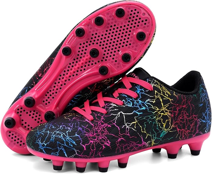 Grils Boys Soccer Cleats Youth Firm Ground FG Football Shoes Lightweight Breathable Outdoor Trainning Sport Shoes for Little/Big Kids