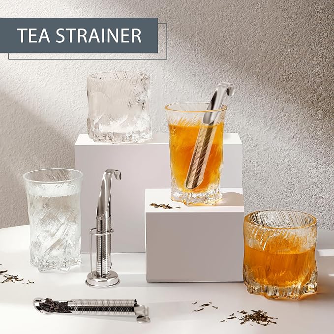 2 Sets Upgraded Tea Infuser for Loose ingredient Tea with Base - Durable Loose ingredient Tea Steeper, Portable Stainless Steel Tea Strainer for Home, Office & Travel