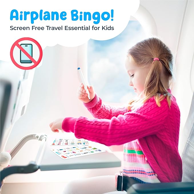 WELL BALANCED Airplane Games - Airplane Bingo Travel Essentials Kids Activities 3-8 Year Old, Must Haves