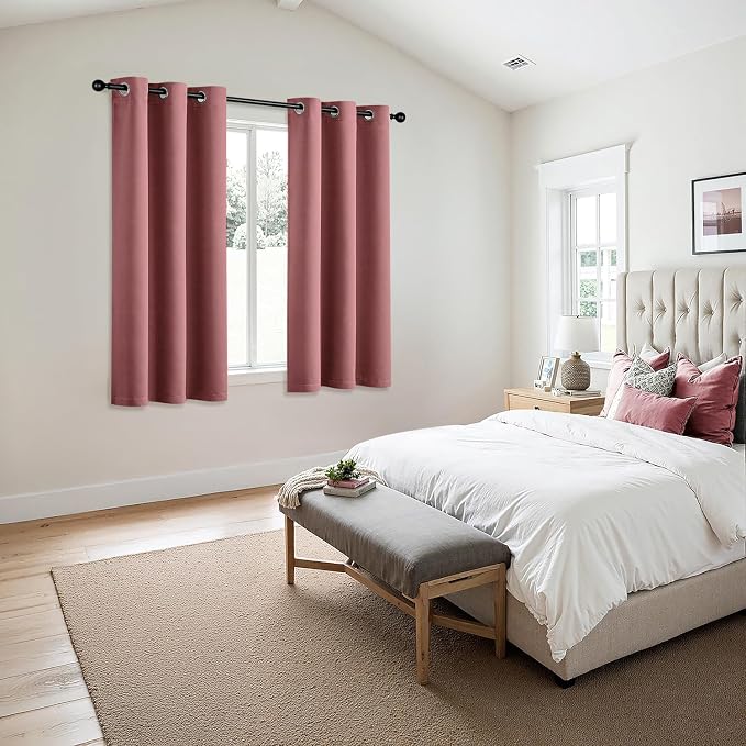 MIULEE Blackout Curtains for Bedroom 2 Panels 40 x 54 Inch Long Dusty Rose | Thermal Insulated, Living Room Darkening Grommet Drapes, Noise Reducing, Light Blocking Window Treatments