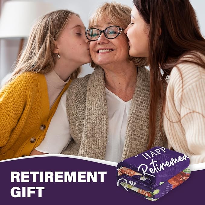 Retirement Gift for Woman 2026, Purple Retirement Blanket for Women 80"x60" | Happy Retired Gifts, Soft Purple Retirement Throw for Retiring Coworker, Teacher, Nurse, Mom, Farewell & Going Away Gift