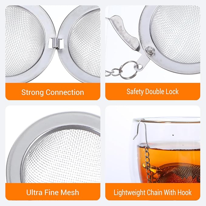 30Pcs Stainless Steel Mesh Tea Ball, 2 inches Tea Strainers, Loose Leaf Teas Infuser, Strainer Filters for Leaf Teas, Flavoring Herbal Spices, Seasonings