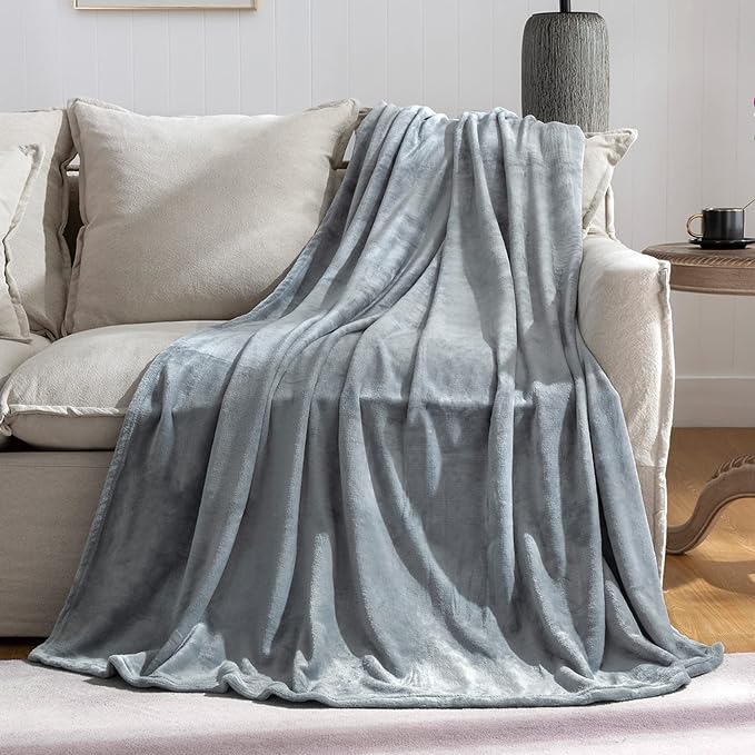 Grey Fleece Plush Throw Blanket 60"x80"for Couch Sofa Fuzzy Cozy Flannel | Super Soft Lightweight Microfiber Blanket for Bed Chair bedroom Home Decor All Season,Birthday Gifts for Women Mom Adult