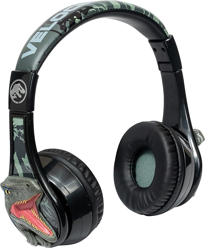 eKids Jurassic World Bluetooth Headphones, Wireless Headphones with Microphone Includes Aux Cord, Kids Earphones for School, Home, or Travel