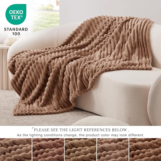 EXQ Home Gentle Soft Fleece Throw Blanket – Cozy Lightweight Blanket for Couch Bed – All-Season Warm Fuzzy Flannel Blanket for Women Mom Her – Gifts for Birthday(50"x60",Mocha Mousse)