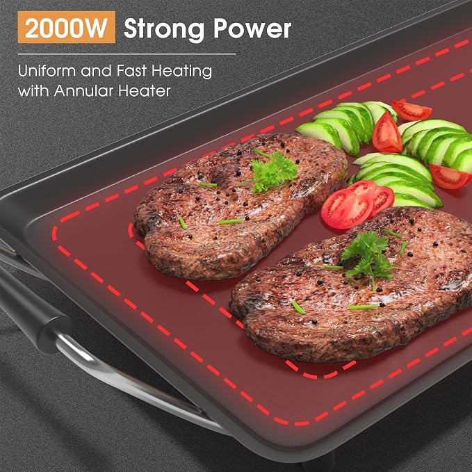 COSTWAY 35" Electric Griddle Teppanyaki Grill | Nonstick Extra Large Cooking Plate for Pancake Barbecue, with Adjustable Temperature & Drip Tray, 2000W