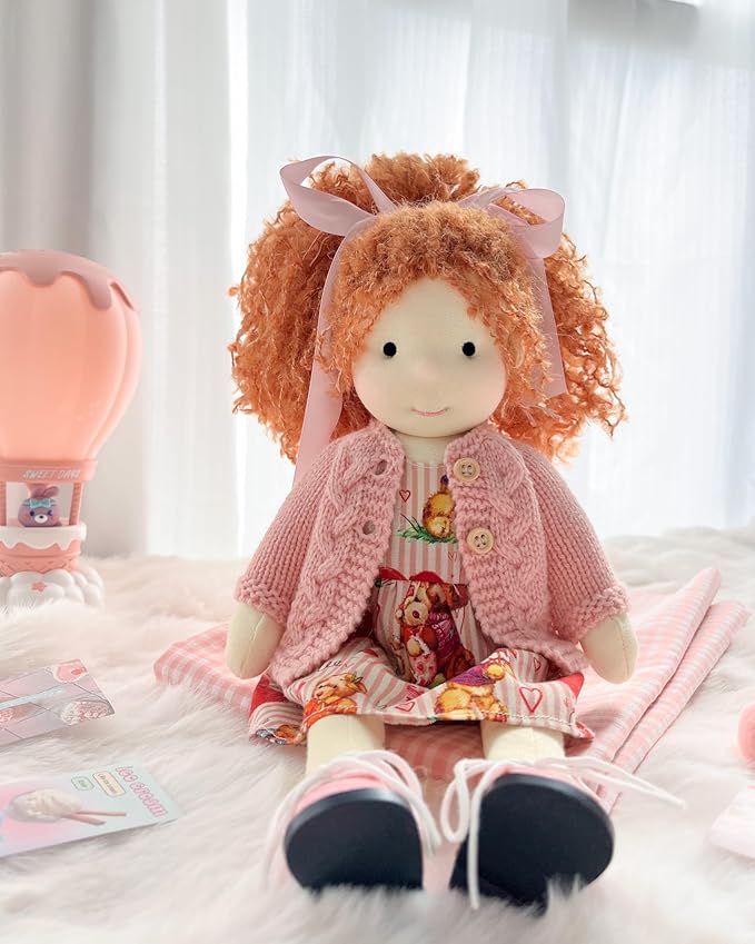 Waldorf Handmade Rag Doll - Personalized Collectors Plush for Kids Birthday Present With Beautiful Box-Autumn 12"