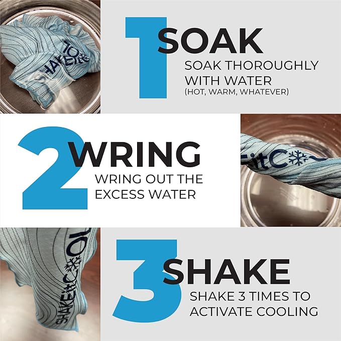 SHAKEitCOOL Original Cooling Towel – Be Cool in Style - Heat Relief, Soft, Lightweight, Sun Protection, Easy Clean - Perfect for Biking, Running, Yoga, Gym, Gardening - Green Scale