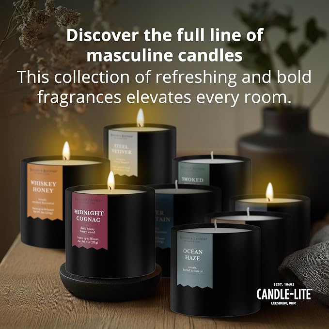Candle-lite Rugged & Refined Scented Candle for Men, Silver Mountain, 9 oz Tin, Poured in the USA, Masculine Fragrance, 1-Wick, 58 Hours of Burn Time, Ideal Gift for Man in Your Life & Father's Day