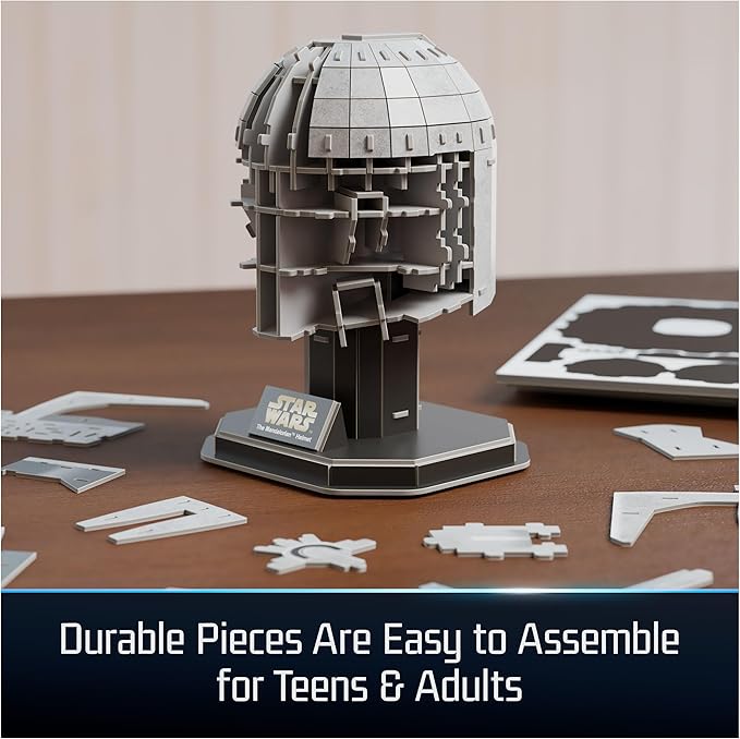 4D Build, Star Wars Mandalorian Helmet 3D Model Kit, Star Wars Collectibles & Desk Decor, Adult Puzzle, Building Toys, 3D Puzzles for Adults & Teens, 88 Pieces, for Ages 12 & Up