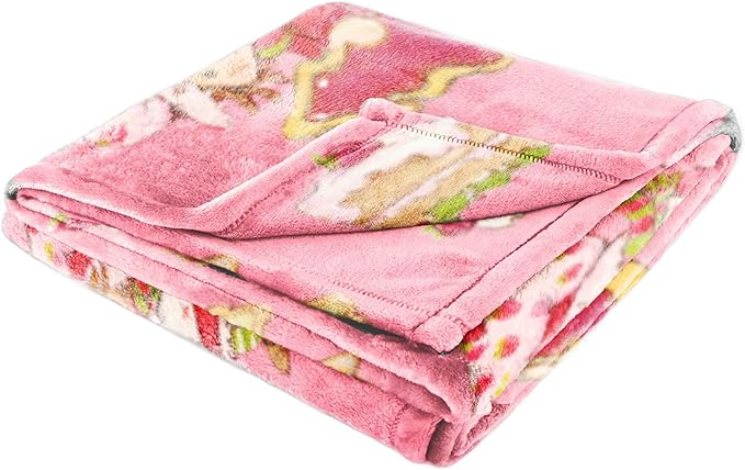 Jay Franco Kids Christmas Plush Throw Blanket – 50x70 Inches Soft & Cozy Fleece Throw for Holiday Bedroom & Couch Décor, Official Licensed Product, Pink - Strawberry Shortcake