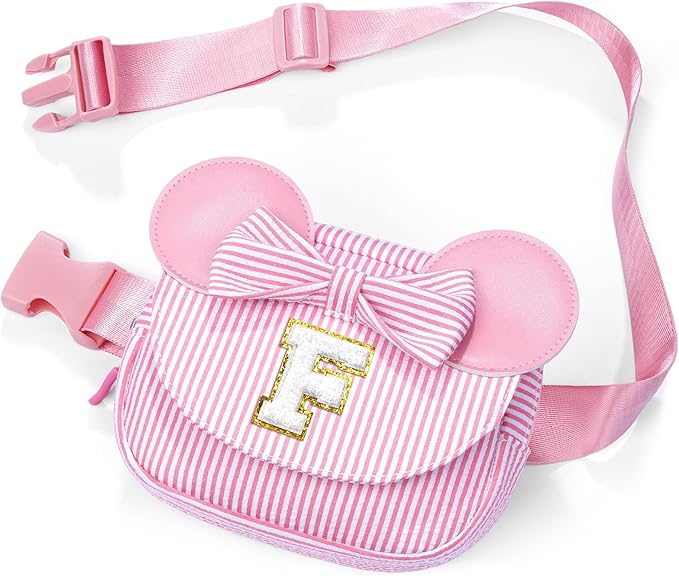 Birthday Gifts for 3 4 5 6 7 8 9 10 11 12 13 Year Old Kids Girls | Initial Fanny Pack for Girls Kid Gifts Personalized Belt Bag for Kids Girl | Pink F