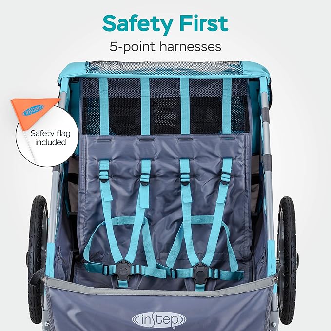 InStep Take 2 or Sync Kids Bike Trailer, Single or Double Seat, Universal Coupler, Folding Frame, Quick-Release Wheels, Canopy with Bug Screen and Weather Shield, Bike Trailer for Kids