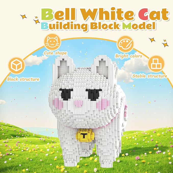 White Cat Micro Building Blocks Set Laegr Lovely Animal Model Kits Toys Gift for Adult and Kids 5760 Pieces