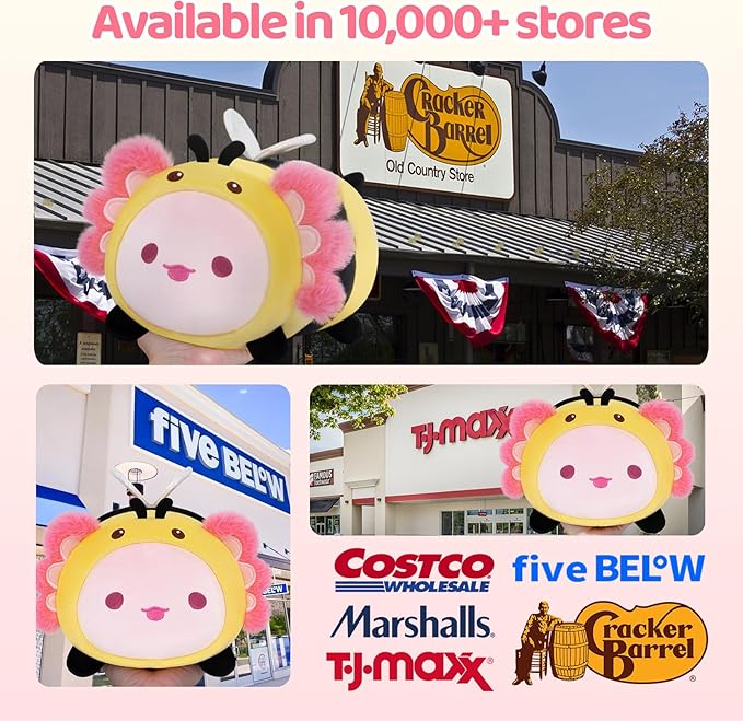 Mewaii Cute Axolotl Bee Plush Pillow, Kawaii Plushies Axolotl Stuffed Toy, Axolotl Plushies with Bee Outfit Costume, Soft Squishy Birthday Gifts for Kids & Teens (8 Inch)