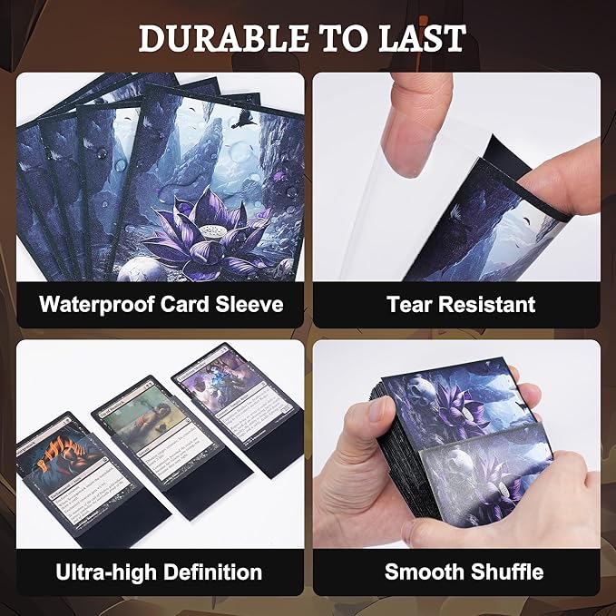 Kabinka MTG Card Sleeves - 100 Standard Size Pack Clear Front & Matte Finish Back with Lotus, Premium Sleeves for Magic The Gathering TCG