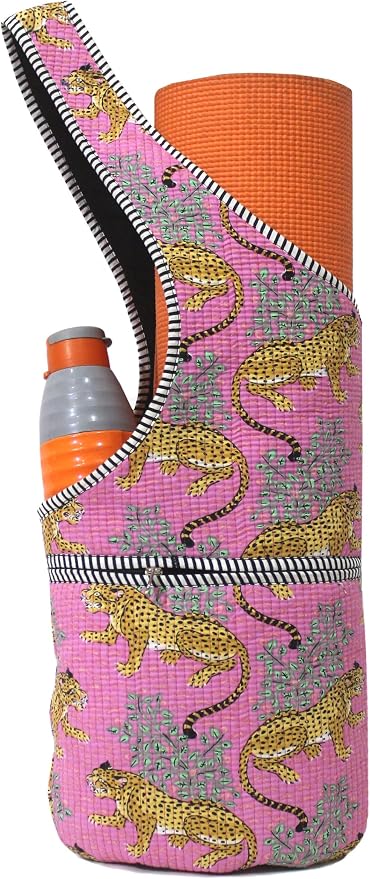 INDIAN CRAFT CASTLE Yoga Mat Bag | Tote Mat Bag | Sling Yoga Tote w/Large Side Pocket & Zipper Pocket | Yoga Mat Carrier Fits Most Size Mats