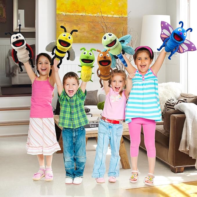 Hand Puppet Realistic Plush Puppet 13",Insect Animal Puppets for Kids Insect Stuffed Animal Hand Puppet with Moveable Mouth,Soft Stuffed Insect Puppet Story Toy Puppets Role Play Show Game