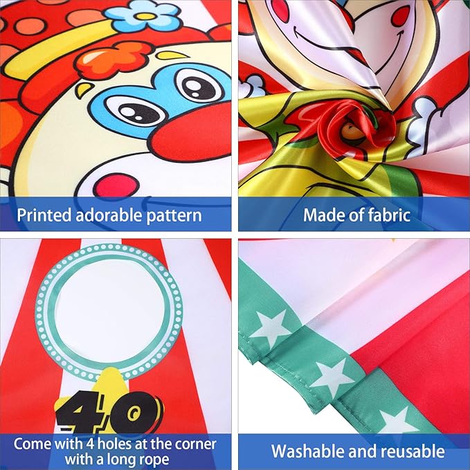 Blulu Carnival Toss Game Banner with 3 Bean Bags Carnival Game for Kids and Adults in Indoor Outdoor Activities Circus Theme Birthday Party Decoration Supply Set