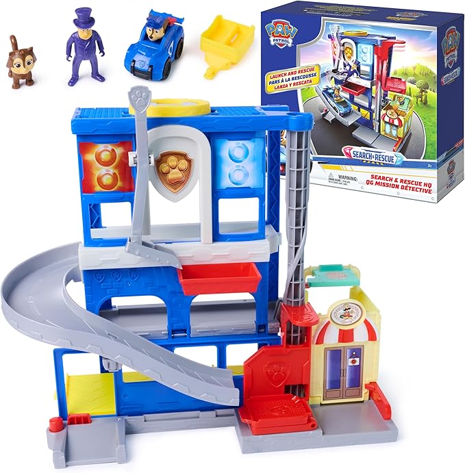 Paw Patrol: Pup Squad, Search & Rescue HQ Playset with Chase Pup Squad Racer, Humdinger Action Figure & Kitty Pal, Kids Toys for Boys & Girls Ages 3+