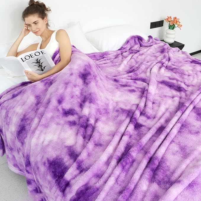 Purple Throw Blanket, Soft Plush Flannel Fleece Blanket for Couch Sofa Bed, Cozy Warm Decorative Blanket for Bed Home Decor, Luxury Soft Throw, Birthday Gifts for Women
