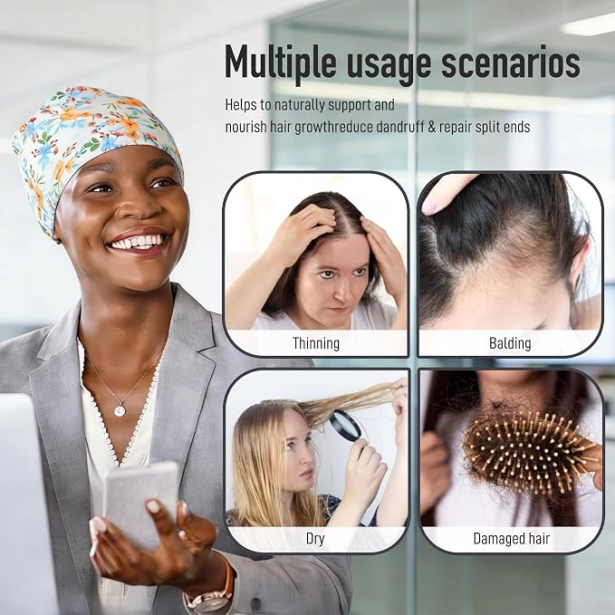 Castor Oil Pack Wrap for Head, Reusable Castor Oil Pack Wrap Organic Cotton for Women Sleeping，Castor Oil Pack Kit for Thinning, Balding, Dry and Damaged Hair(Oil Not Included) L