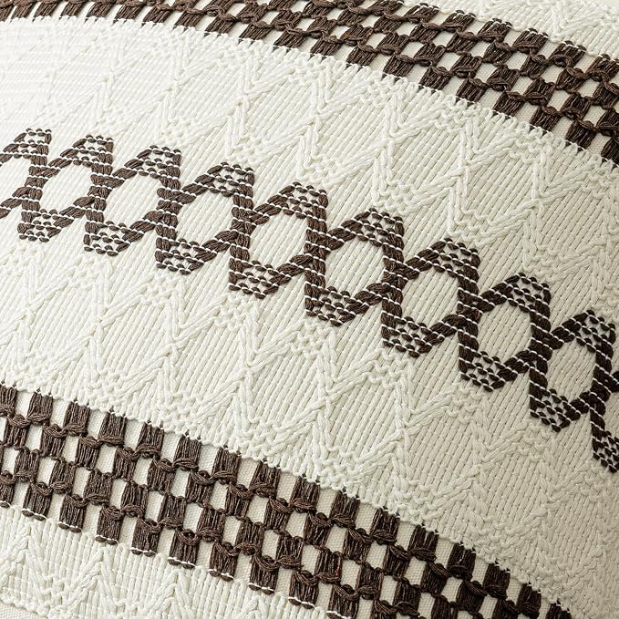 MIULEE Set of 2 Dark Brown Boho Decorative Pillow Covers 20x20 Inch | Fall, Farmhouse Couch Throw Pillows, Modern Spring Cotton Cushion Covers, Macrame Woven Home Decor for Bed Sofa Chair