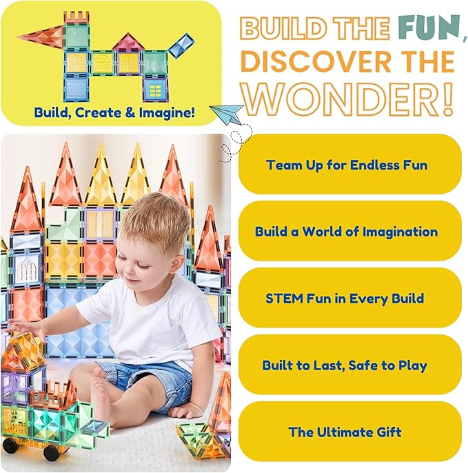Magnetic Tiles – 70 PCS Crystal Fortress Castle, Magnetic Blocks, Montessori 3D STEM Building Blocks, Sensory for Kids Ages 3-9, Educational and Preschool Toys, Gift for Toddlers, Girls & Boy
