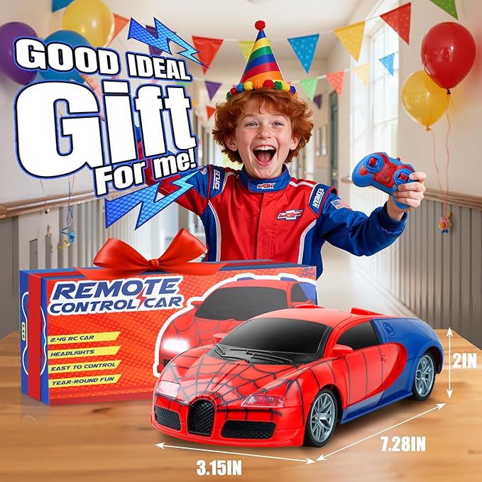 Gretex Remote Control Car Toy for Kids: Spider RC Cars for Boys Age 4-7 Toy Cars for Boys Age 4-7 Racing Car Toys Spider Toys for Boy 4-6 Birthday Gift for 3 4 5 6 7 8 Year Old Boy Girls, Red
