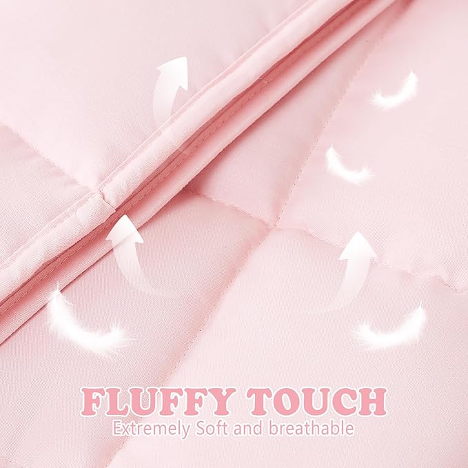 Weighted Blanket - 7 lbs Pink Heavy Blanket - Small Size Breathable Lap Blanket(41"x60", 7 lbs)