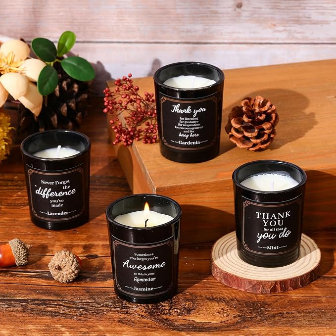 MTLEE 16 Pack Scented Candles Gifts Set Aromatherapy Soy Wax Candles Bulk Scented for Women Men Birthday Bath Yoga Family Gatherings Festive(Motivational,Black)