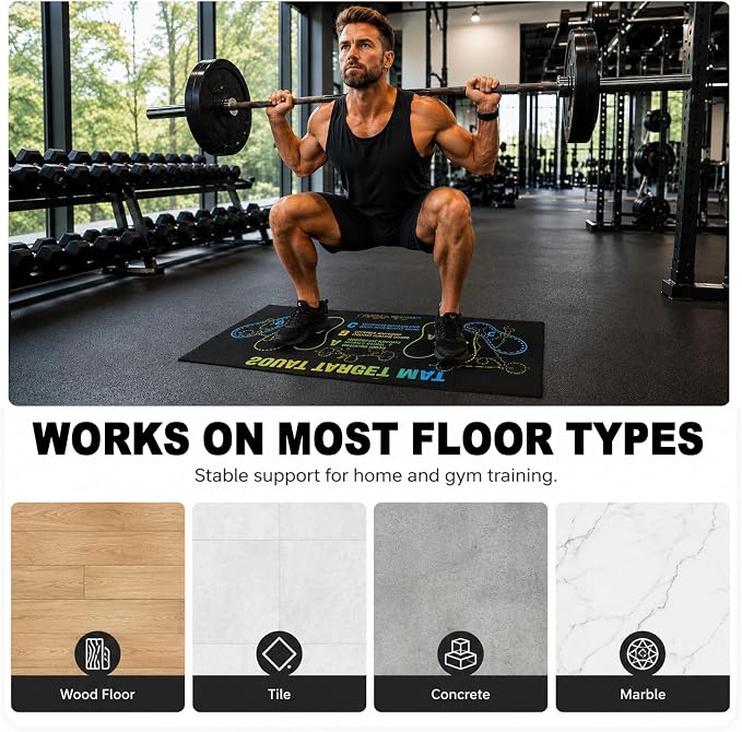 Squat Mat with Foot Position,Non-Slip Workout Mat for Squats & Leg Exercises, Improves Muscle Activation & Knee Support, Home Gym Fitness Mat,30 * 13.8"inch Squat Pad